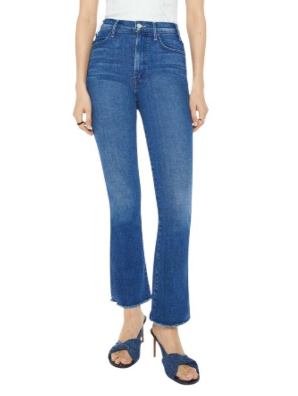 Mother The Hustler Flood Fray High-Rise Kick Flare Jeans
